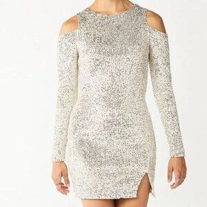 SO Alter Ego cold shoulder sequined dress sz M MSRP $68